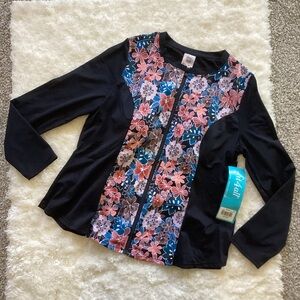 Fit4U Moons Shadow Floral Front Zip Rashguard NEW
